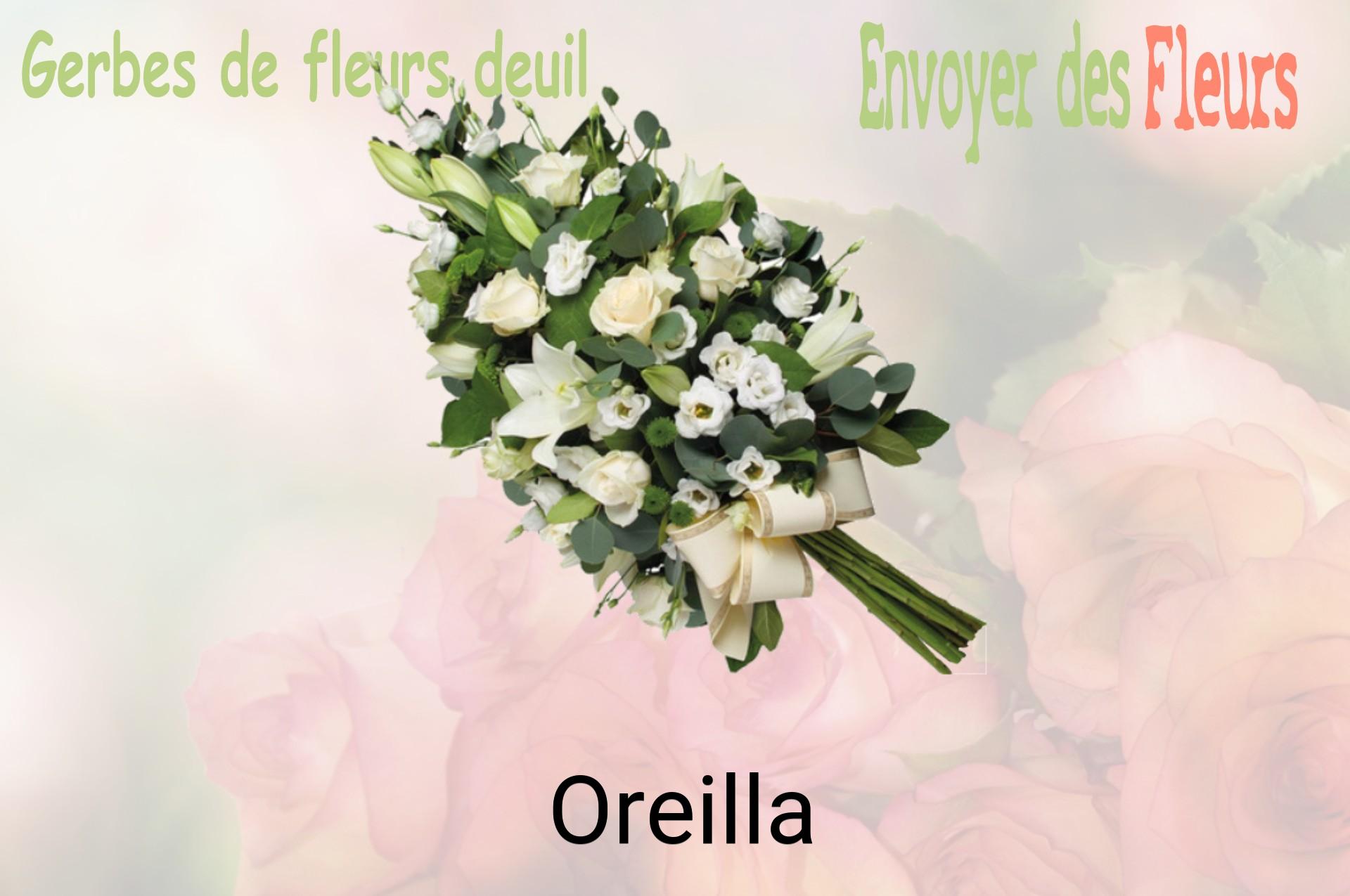 Gerbe de fleurs de deuil livrée à Oreilla